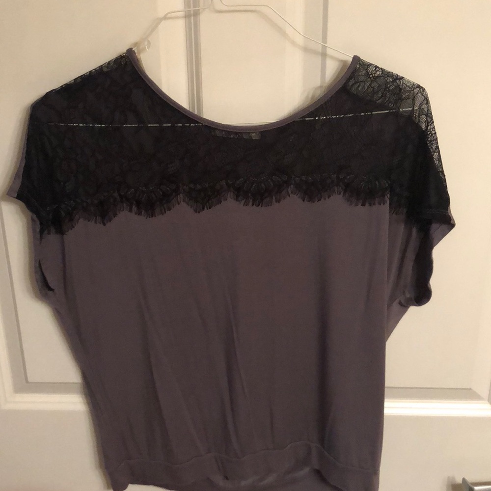 Sexy black gray & black lace T. Medium LIKE new.